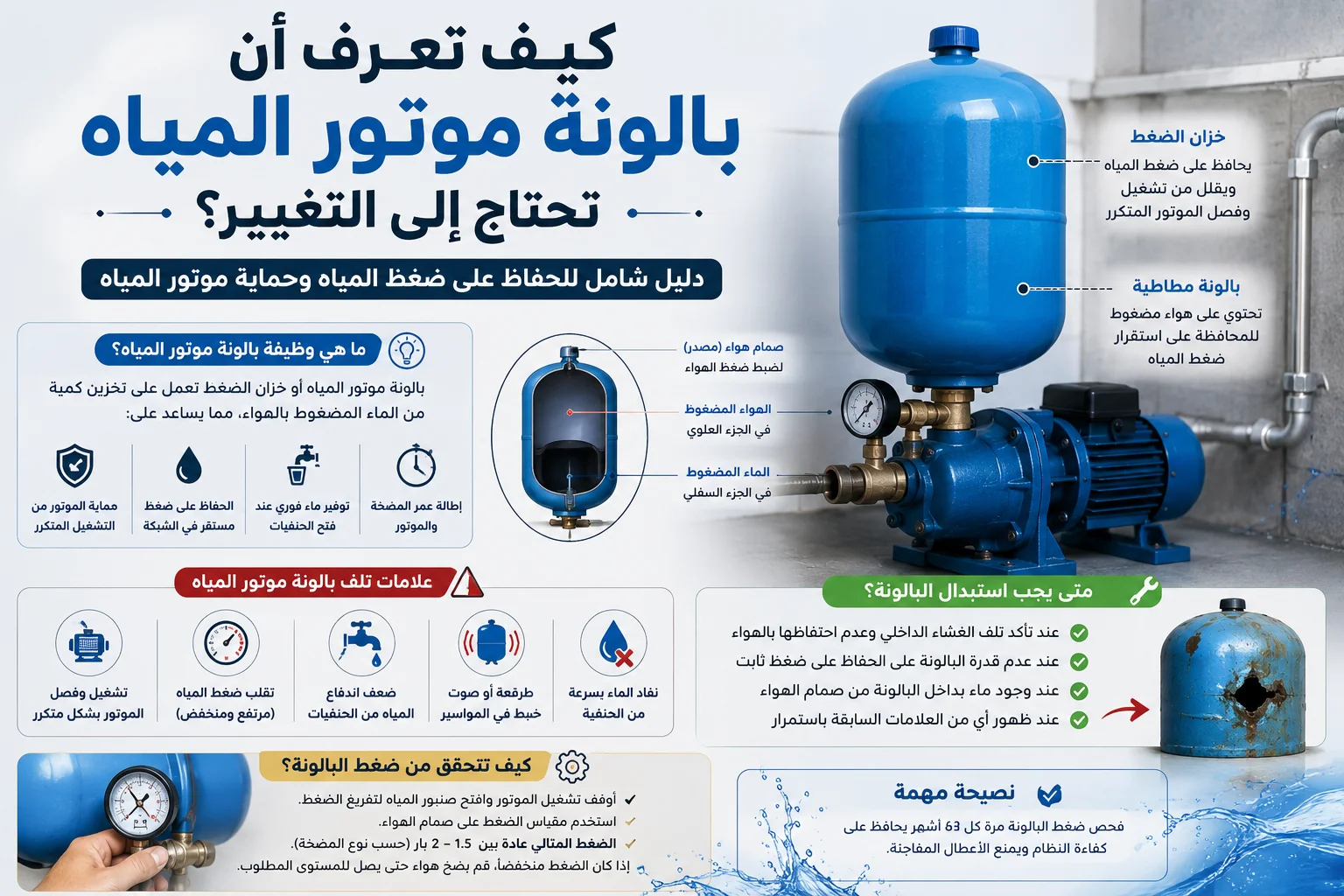 كيف تعرف أن بالونة موتور المياه تحتاج إلى التغيير؟