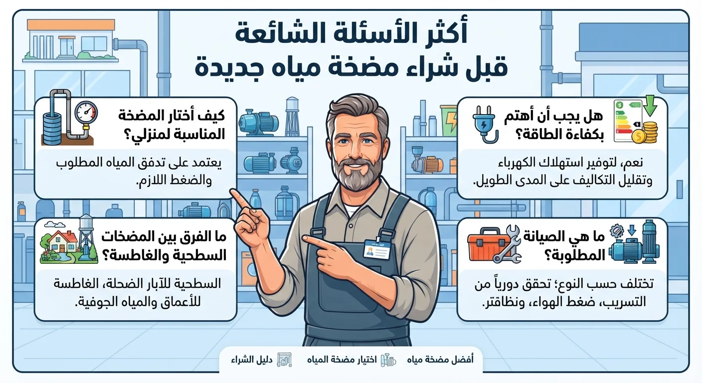 أكثر الأسئلة الشائعة قبل شراء مضخة مياه جديدة