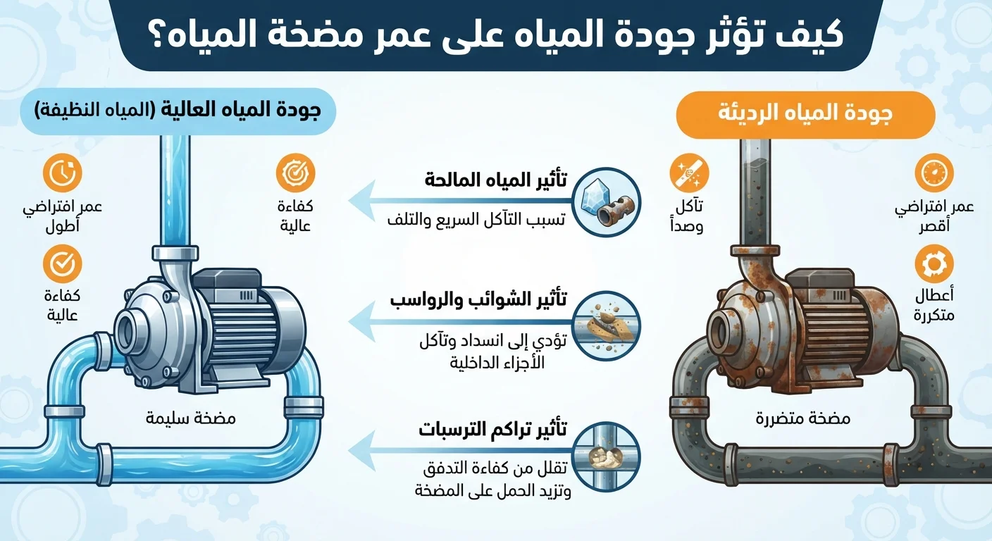 كيف تؤثر جودة المياه على عمر مضخة المياه؟