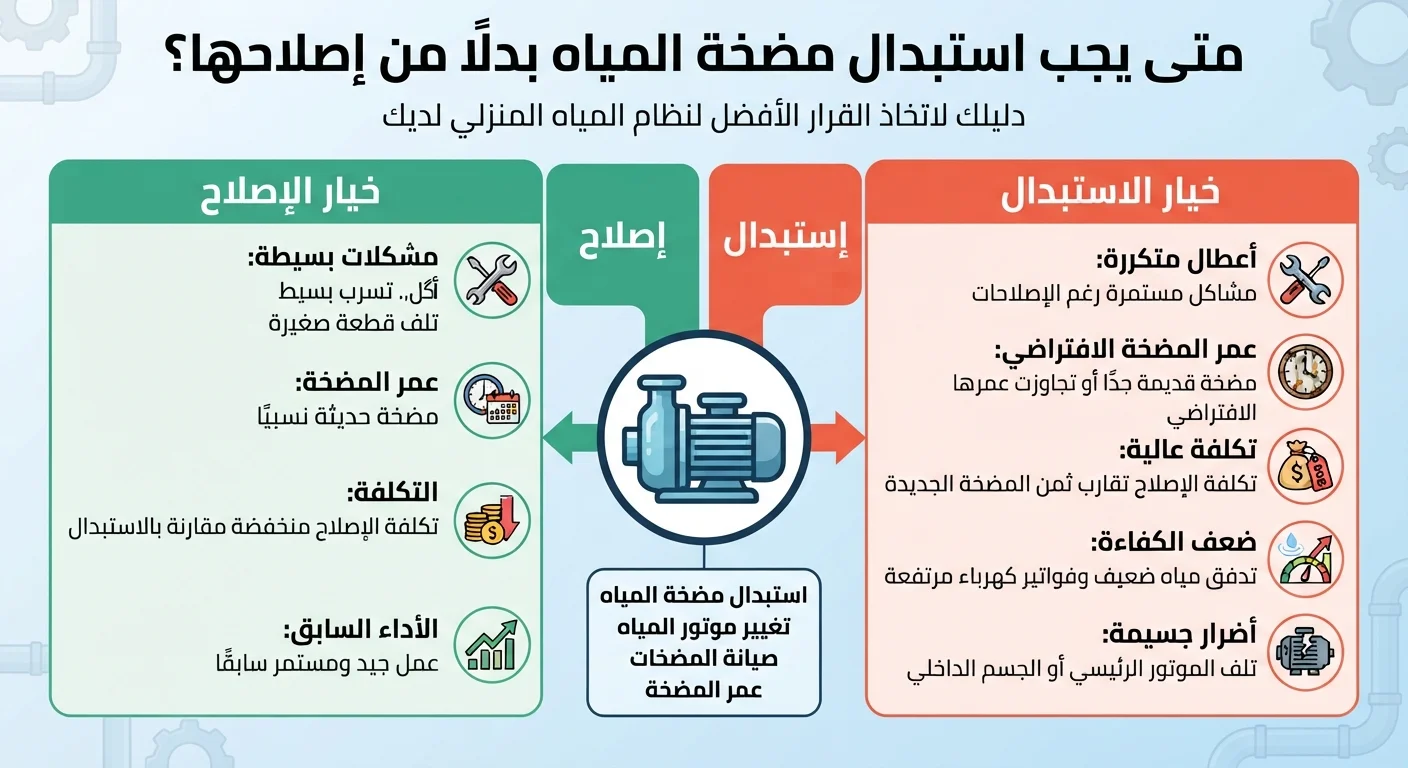 متى يجب استبدال مضخة المياه بدلًا من إصلاحها؟