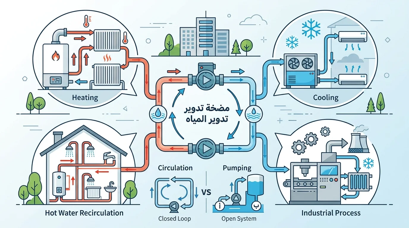 كيف تعمل مضخة تدوير المياه وأين تستخدم؟